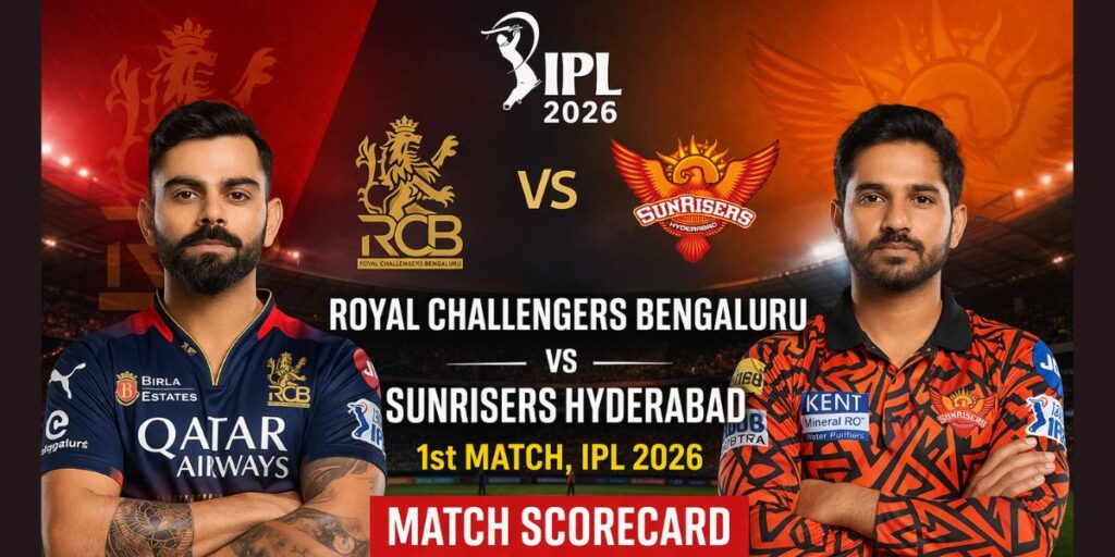 Royal Challengers Bengaluru vs Sunrisers Hyderabad, 1st Match, Indian Premier League 2026 – Match Scorecard
