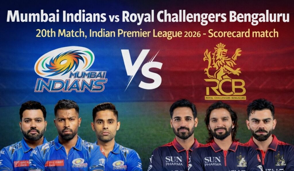 Mumbai Indians vs Royal Challengers Bengaluru, 20th Match, Indian Premier League 2026 – Scorecard Match